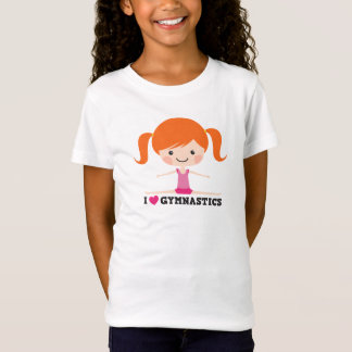 Ik hou van hartengymnastiek cartoon zijdelingse sc t-shirt