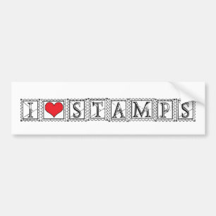 Ik hou van hartstempels - postzegelverzamelaar fil bumpersticker