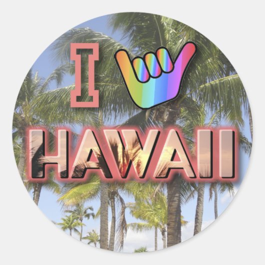 Ik hou van Hawaii Ronde Sticker (Voorkant)