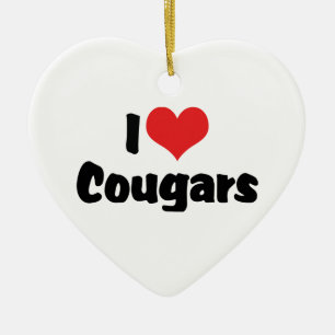 Ik hou van Heart Cougars Keramisch Ornament