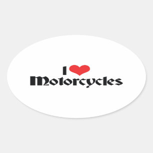 Ik hou van Heart-motorfietsen Ovale Sticker