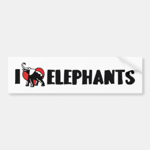 Ik hou van Heart Olifanten - Olifant Liefhebber Bumpersticker