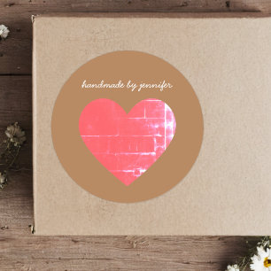 Ik hou van Heart Red Handmade by Name Gepersonalis Ronde Sticker