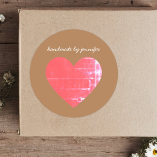 Ik hou van Heart Red Handmade by Name Gepersonalis Ronde Sticker