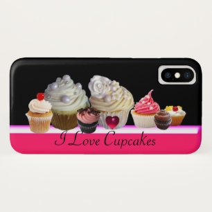 IK HOU VAN HEERLIJKE CUPCAKES Roze,Fuchsia Wit iPhone X Hoesje