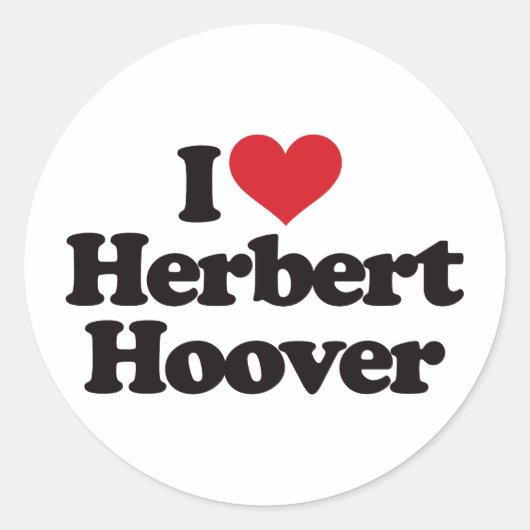 Ik hou van Herbert Hoover Ronde Sticker (Voorkant)