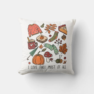 Ik hou van herfst herfstbladeren pompoenen eikels  kussen