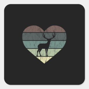 Ik hou van herten Retro hart voor jager Vierkante Sticker