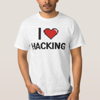Ik hou van het hacken van digitaal Retrodesign T-shirt