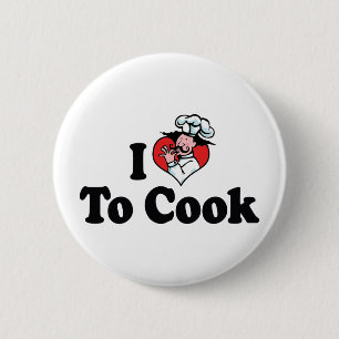 Ik hou van het hart van de kok - Chef Baker Koking Ronde Button 5,7 Cm