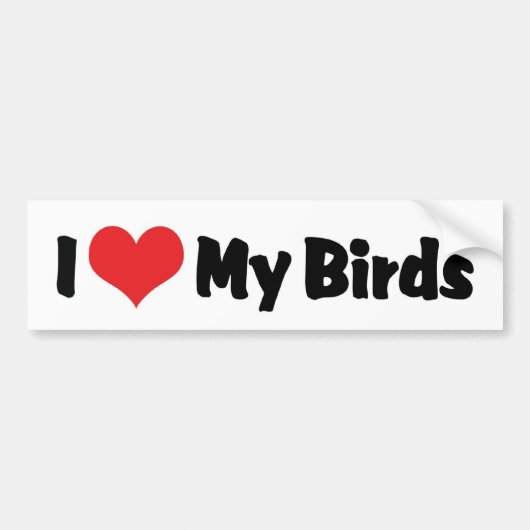 Ik hou van het hart van mijn vogels - vogelruim bumpersticker (Voorkant)
