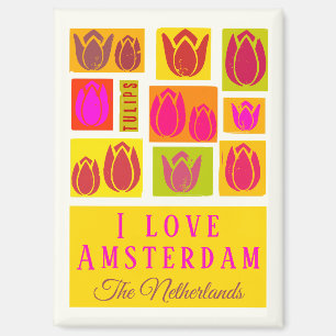 Ik hou van het kleurrijke tulpenpatroon van Amster Magneet