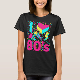 Ik hou van het kostumethema van de 80s-partij in d t-shirt