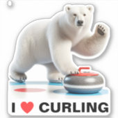 Ik hou van het krullen van polair beer sticker (Voorkant)
