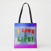 "Ik hou van het leven!" canvas tas (Voorkant)