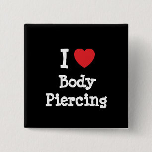 Ik hou van het lichaam Piercing hart op maat Vierkante Button 5,1 Cm