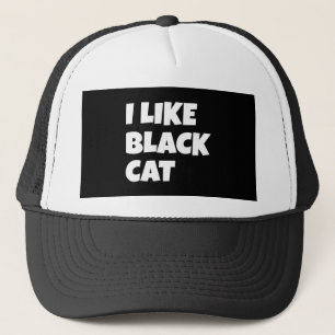 Ik hou van het ontwerp van een zwarte kat trucker pet