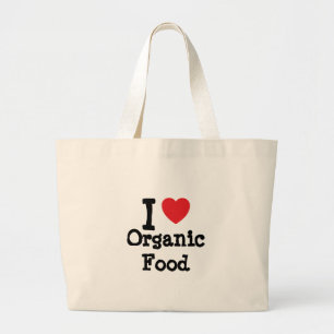 Ik hou van het organisch voedingshart aangepast grote tote bag