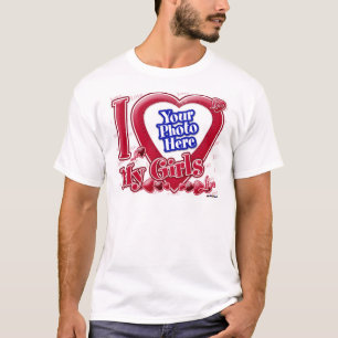 Ik hou van het rode hart van mijn meisjes - foto t-shirt