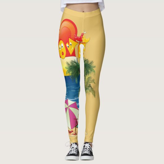 Ik hou van het strand in de zomer leggings (Voorkant)