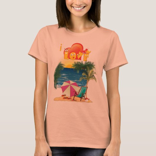 Ik hou van het strand in de zomer t-shirt (Voorkant)