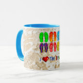 Ik hou van het strand, kleurrijke teenslippers mok (Voorkant links)