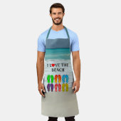 Ik hou van het strand, kleurrijke teenslippers schort (Gedragen)