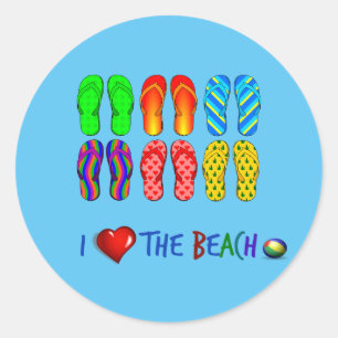 Ik hou van het strand ronde sticker