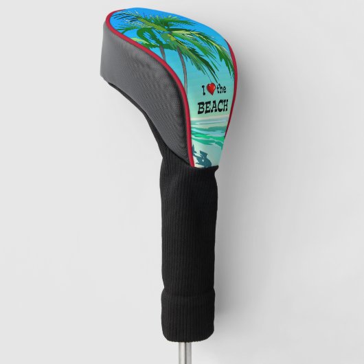 Ik hou van het strand, Tropisch Blauw Golfheadcover (Schuin)