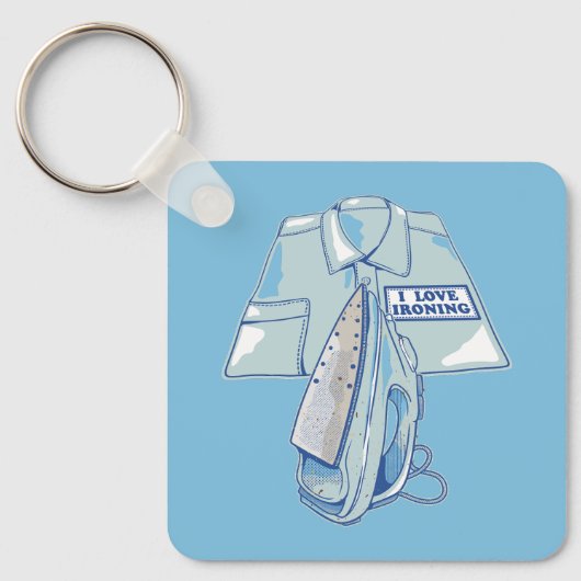 Ik hou van het strijken van grappig ijzer sleutelhanger (Voorkant)