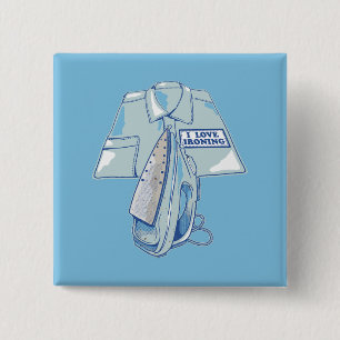 Ik hou van het strijken van grappig ijzer vierkante button 5,1 cm