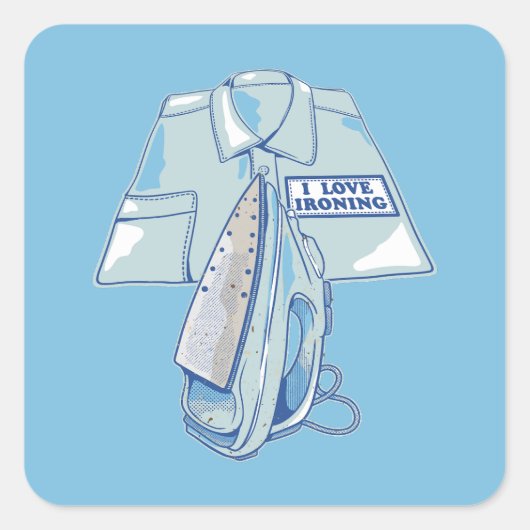 Ik hou van het strijken van grappig ijzer vierkante sticker (Voorkant)