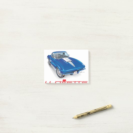IK HOU VAN HET UNIEKE AUTO-ONTWERP POST-IT® NOTES (Op bureau)