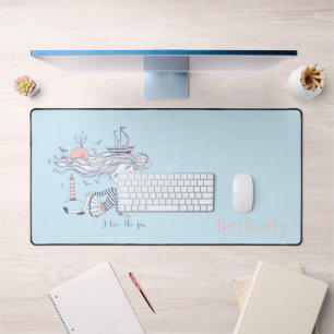Ik hou van het Zee Whimsical Nautical Personalized Bureaumat