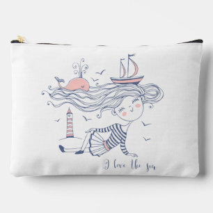Ik hou van het Zee Whimsical nautische make-up tas
