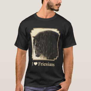 Ik hou van het zwarte Friese paard T-shirt