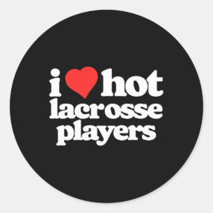 Ik hou van hete lacrosse lakspelers grappige jaren ronde sticker