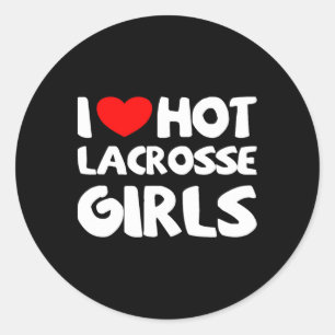 Ik hou van hete lacrosse meisjes grappige hart spo ronde sticker