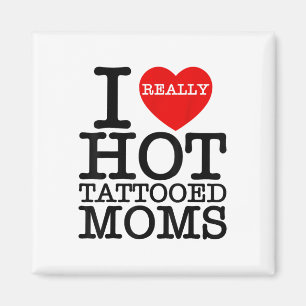 Ik hou van hete Tattoos moeders rood hart grappige Magneet