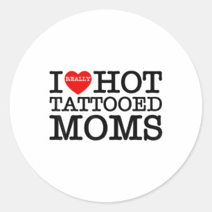 Ik hou van hete Tattoos moeders rood hart grappige Ronde Sticker