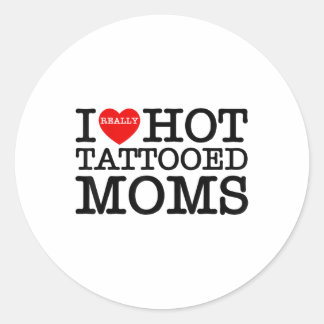 Ik hou van hete Tattoos moeders rood hart grappige Ronde Sticker