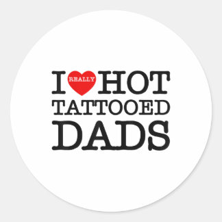 Ik hou van hete Tattoos vaders hart grappige vader Ronde Sticker