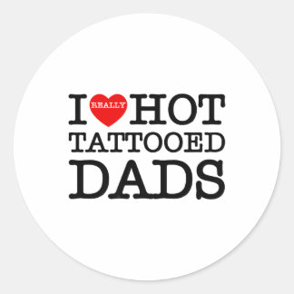 Ik hou van hete Tattoos vaders hart grappige vader Ronde Sticker