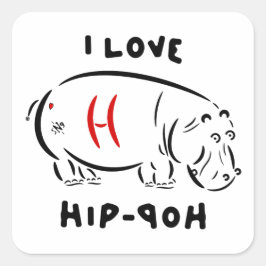 Ik hou van hiphop (en hippos)! vierkante sticker