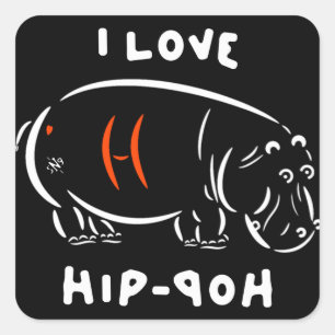 Ik hou van hiphop (en hippos)! vierkante sticker