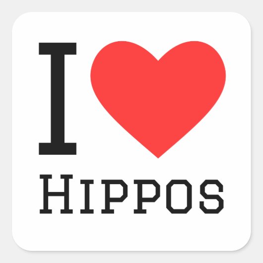 Ik hou van hippos vierkante sticker (Voorkant)
