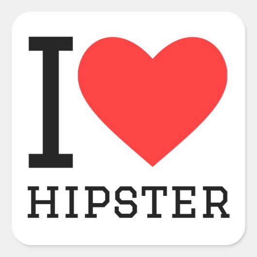 Ik hou van hipster vierkante sticker (Voorkant)