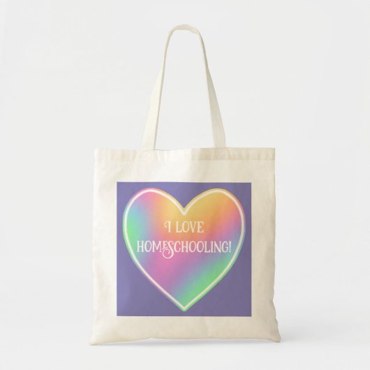 Ik hou van Homescholing Heart Canvas tas (Voorkant)