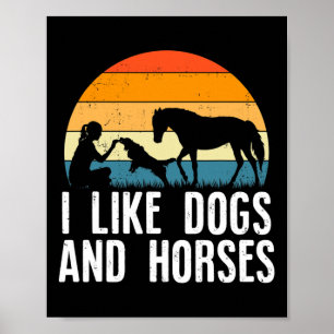 Ik hou van honden en paarden die de dochter Retro Poster