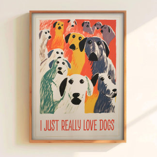 Ik Hou Van Honden Poster Grappige Hond Kunst Honde